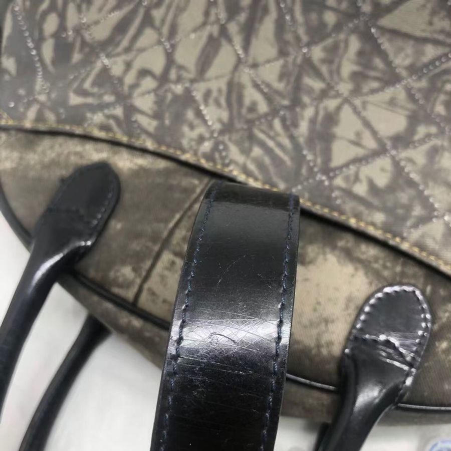 二手DIOR 迪奧 中古牛仔丹寧 保齡球 手提包 徽章款-22