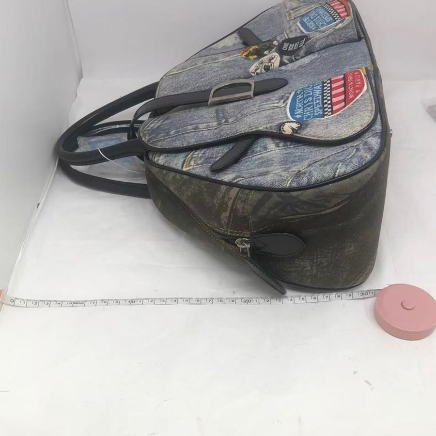 二手DIOR 迪奧 中古牛仔丹寧 保齡球 手提包 徽章款-26