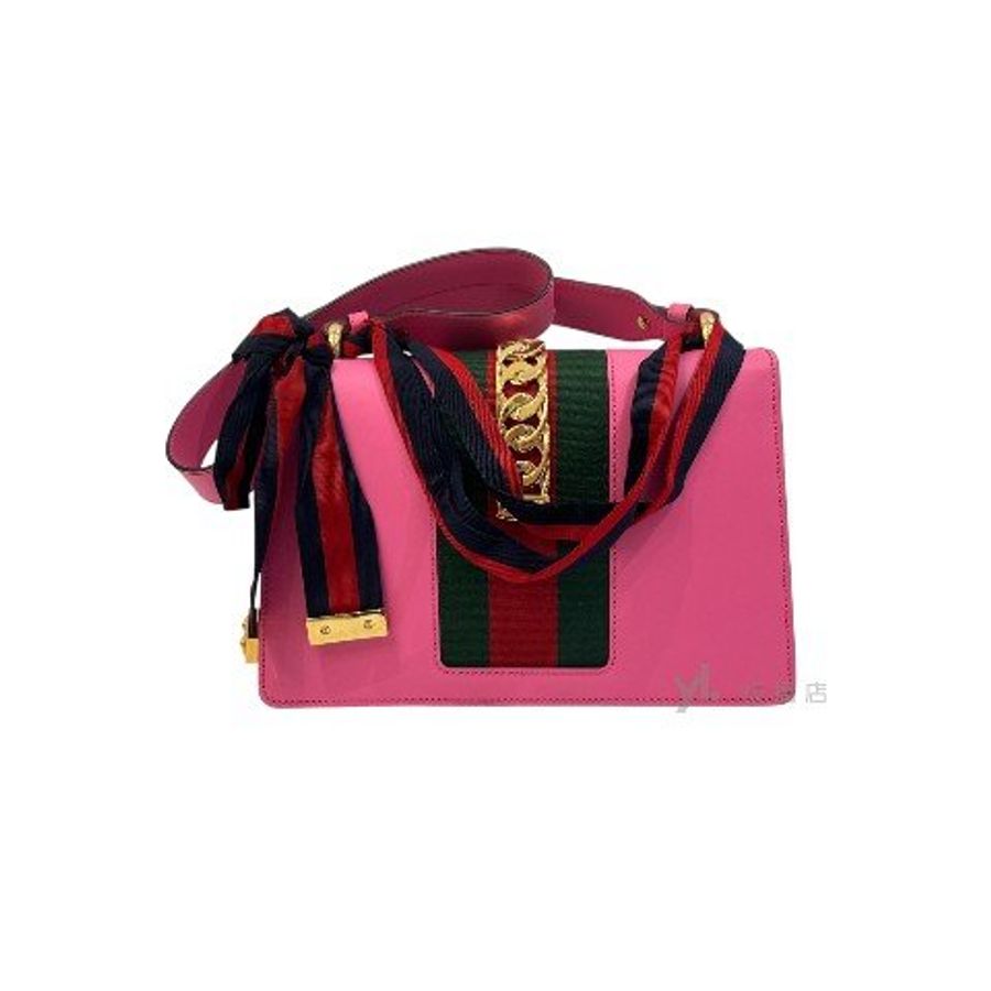 Gucci包包 SYLVIE桃粉牛皮迷你手提肩背包421882-3