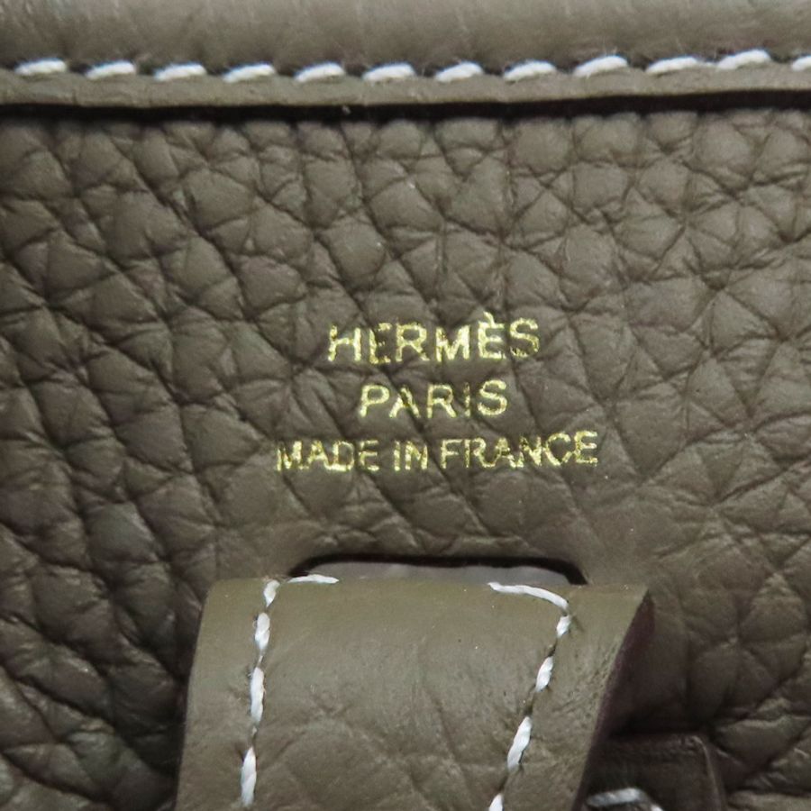 大象灰 Clemence牛皮 Mini Evelyne 肩背包 W刻 金扣【HERMES 愛馬仕】 W刻印/Etoupe/PHW-5