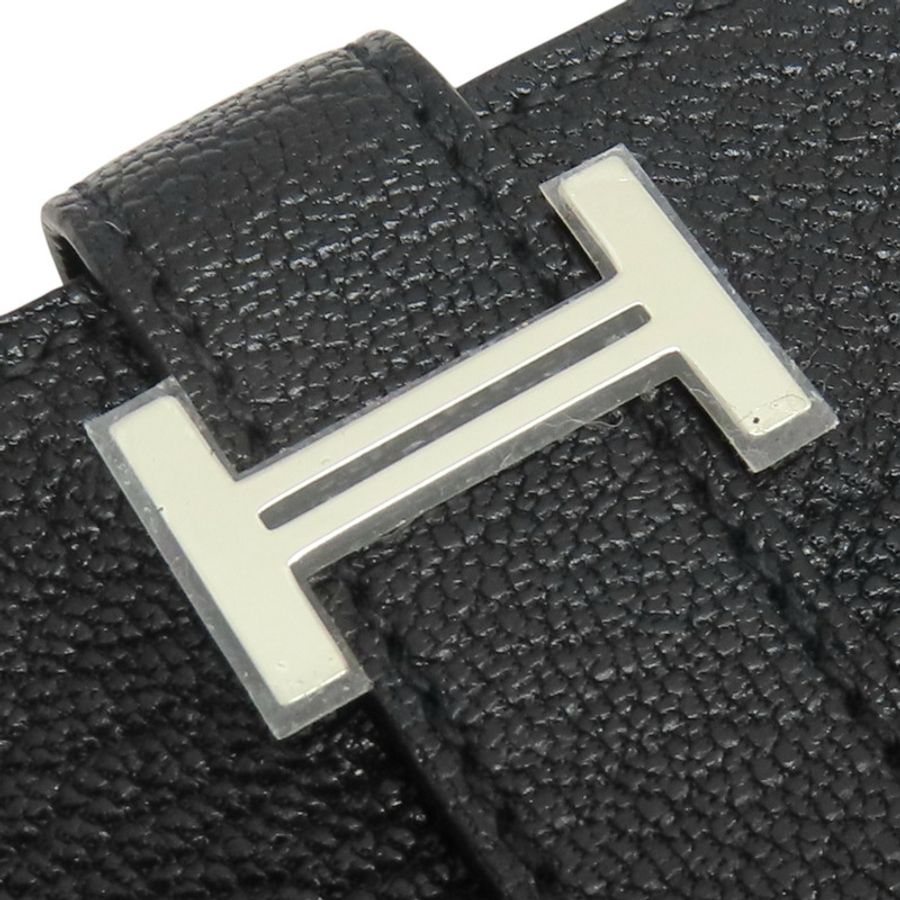黑色 山羊皮 Bearn 卡片夾 短夾 U刻 銀釦【HERMES 愛馬仕】-15