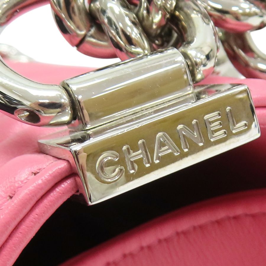 粉色 山形紋牛皮 Boy 25 肩背包【CHANEL 香奈兒】 A67086-14