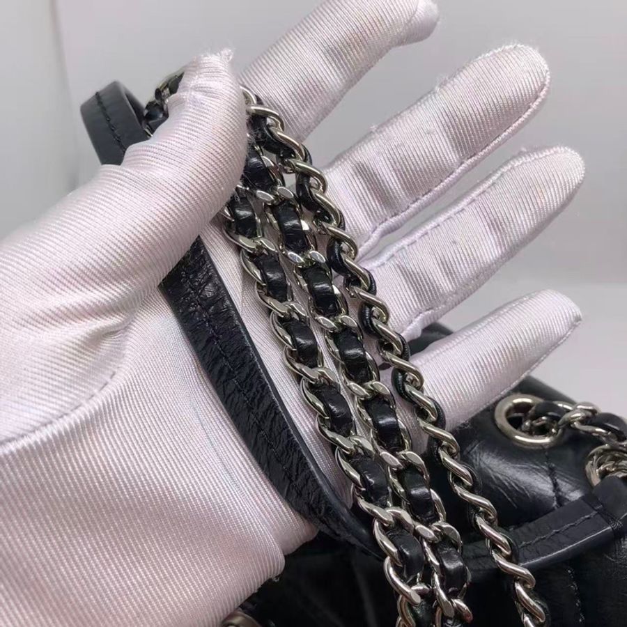 二手Chanel香奈兒牛皮拼pvc果凍鏈條單肩包,配件身份卡-5