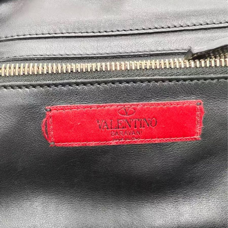二手Valentino 黑金鉚釘rockstud托特斜挎包,配件肩帶-10