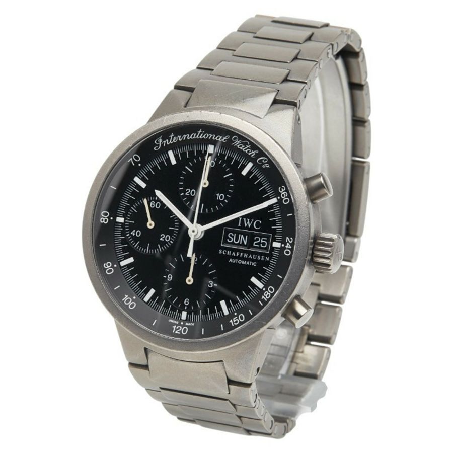 IWC 沙夫豪森 GST 計時腕錶 IW370703 自動黑色錶盤鈦金屬男士 SCHAFFHAUSEN-1