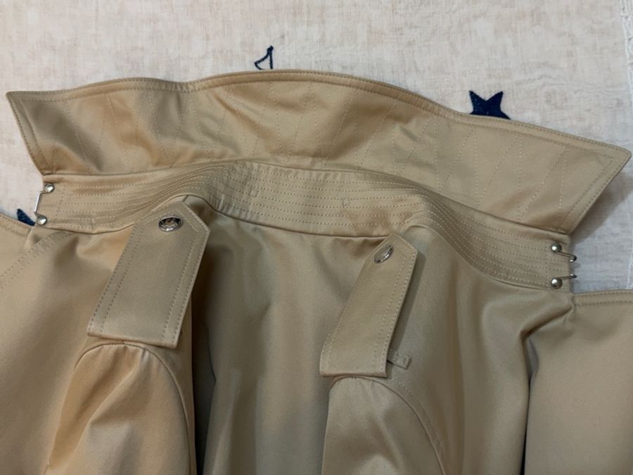 BURBERRY英國柔黃褐色長版格紋領 Gabardine 風衣UK6-11