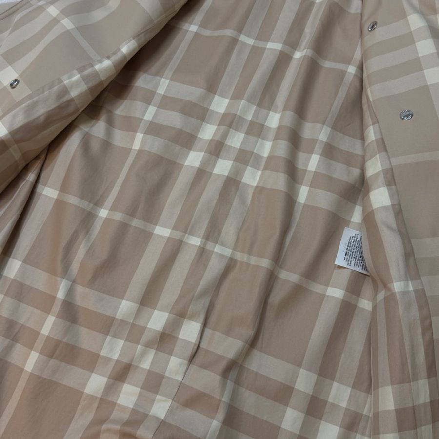BURBERRY英國柔黃褐色長版格紋領 Gabardine 風衣UK6-12
