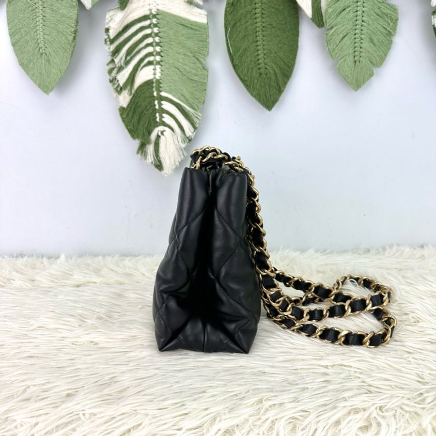 閑置品🌟CHANEL 22b 黑金羊皮鏈條Tote Bag 晶片款-2