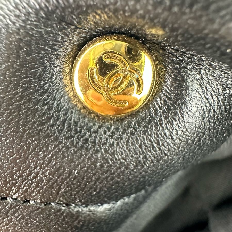 閑置品🌟CHANEL 22b 黑金羊皮鏈條Tote Bag 晶片款-12