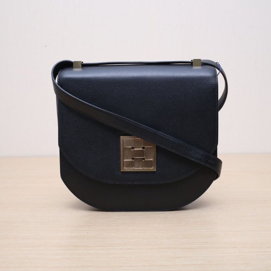 HERMES Mosaique馬賽克大號2189黑色MADAME皮D刻金扣肩背包-1