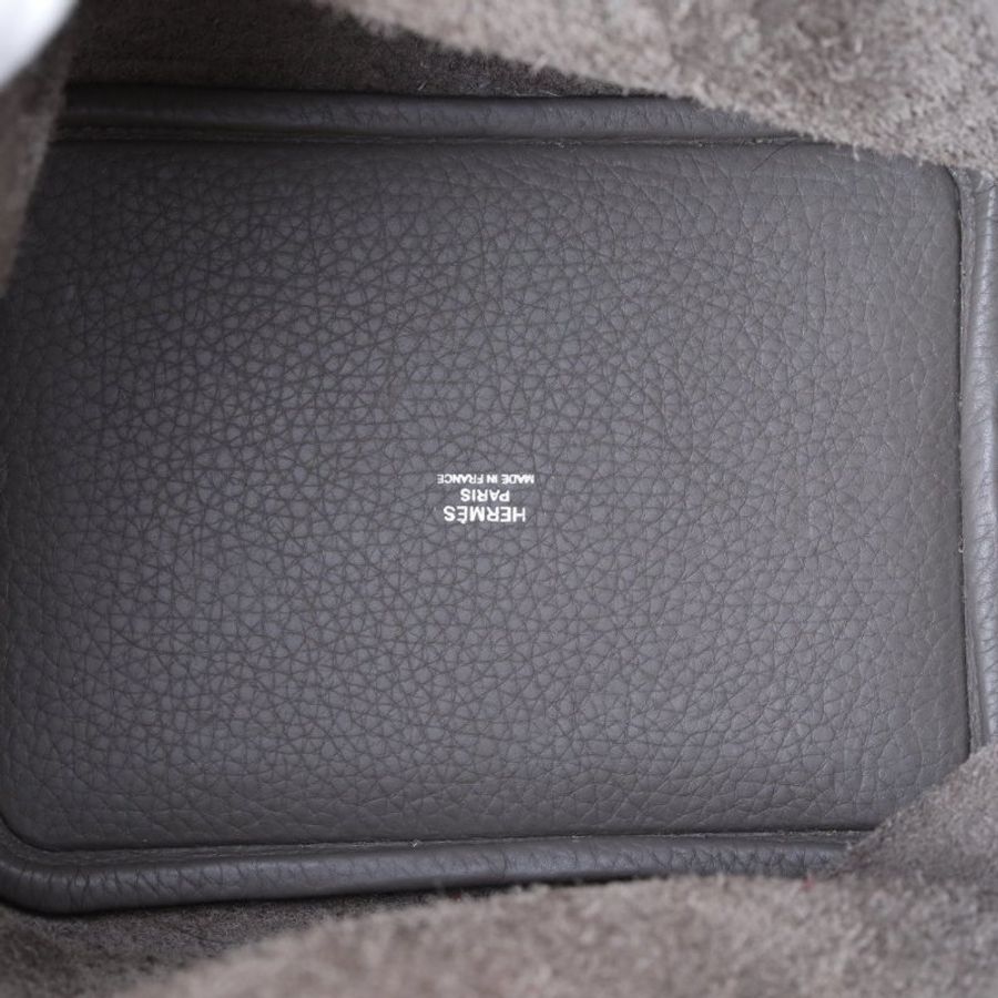 HERMES Picotin菜籃子188F錫器灰TC皮Y刻銀扣肩背包-2