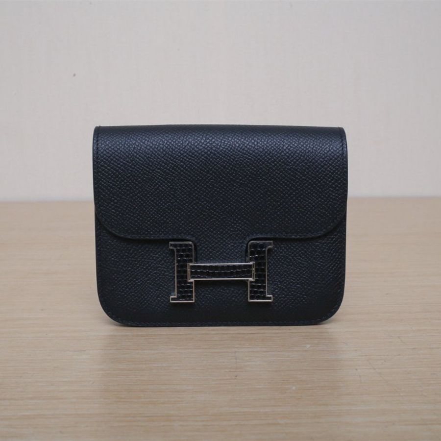 HERMES Constance康康Slim黑色89黑色Epsom皮W刻蜥蜴皮扣89肩背包-1