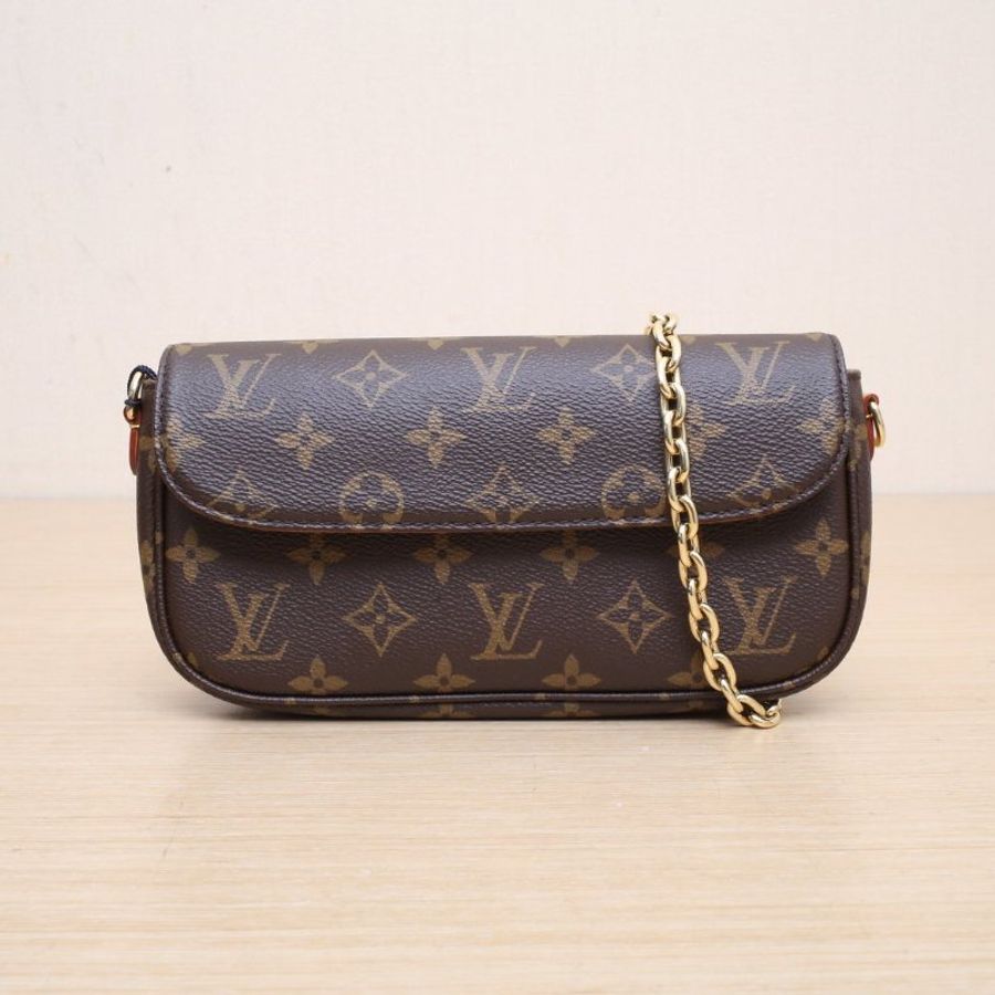 LOUIS VUITTON IVY鏈條腋下包老花PVC金扣晶片肩背包-1