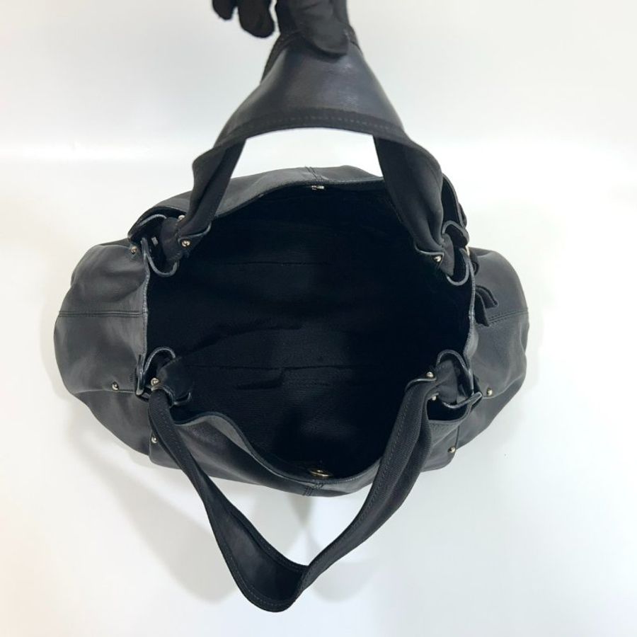 Salvatore Ferragamo黑色牛皮寬手把雙耳手提肩背包-5