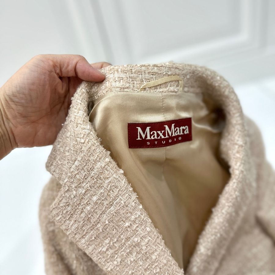 MAXMARA 卡其 毛呢 短大衣 西裝外套 套裝 西外 外套 裙裝 裙子-5