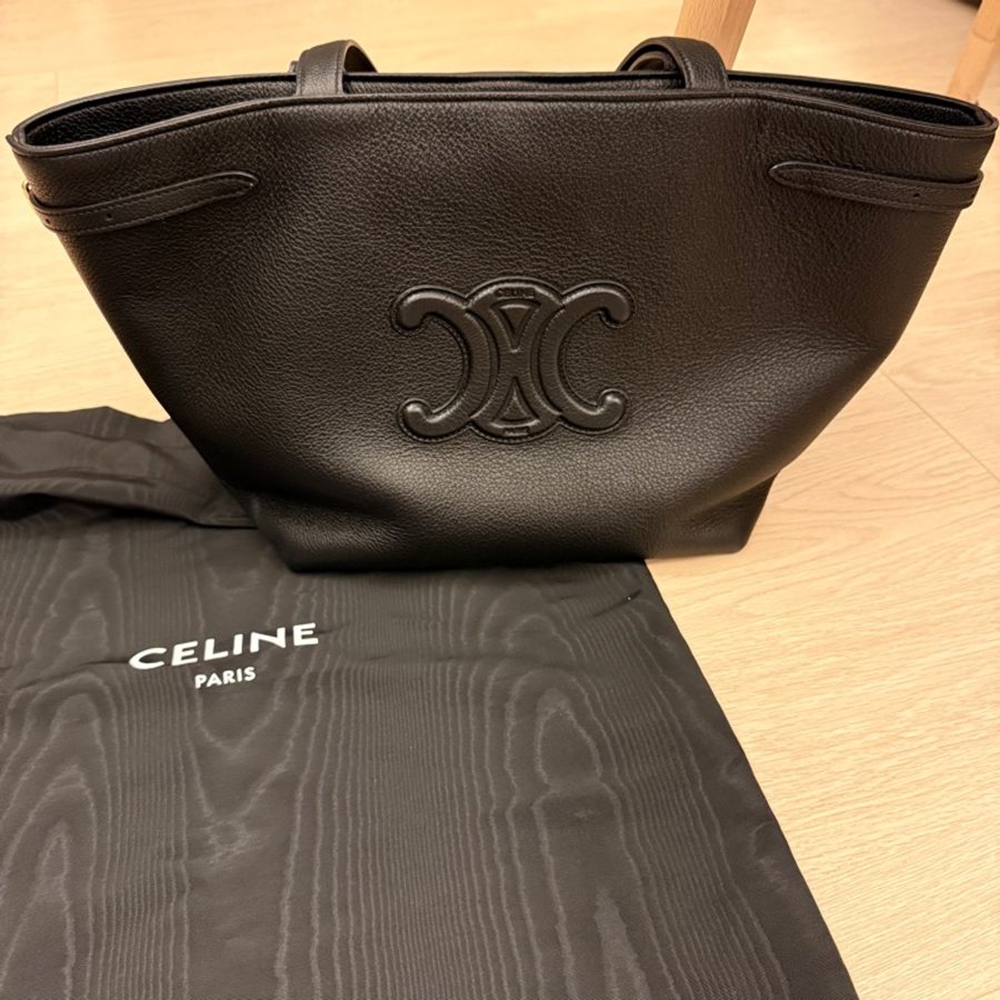 👜 CELINE Cabas Triomphe Large 粒面牛皮托特(黑色)|官方尺寸 54×29.5×15cm|附原廠防塵袋-5