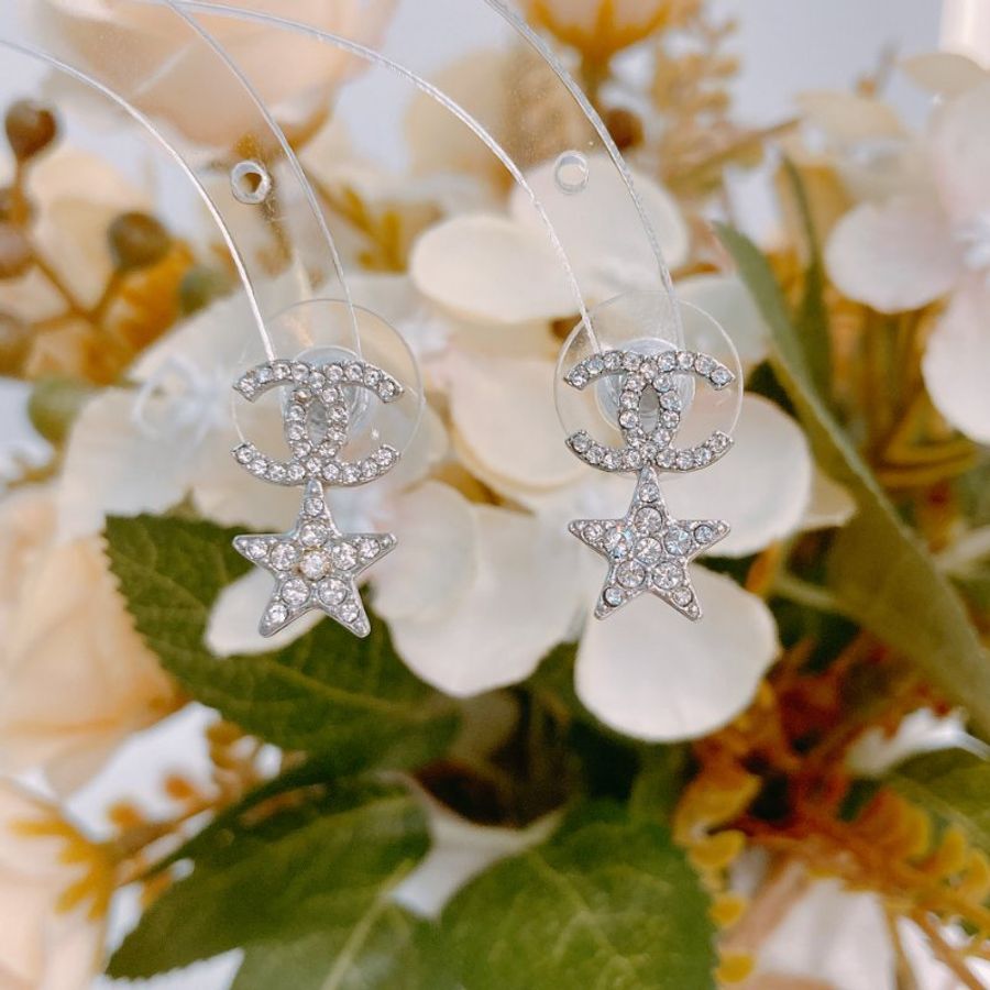 MS0383 Chanel 香奈兒 星星 水鑽 耳環 Star With CC Logo Earrings Crystal x PHW-8