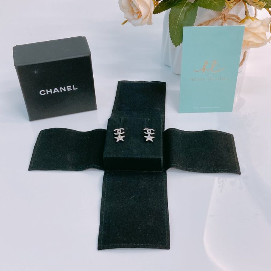 MS0383 Chanel 香奈兒 星星 水鑽 耳環 Star With CC Logo Earrings Crystal x PHW-11