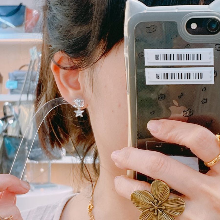 MS0383 Chanel 香奈兒 星星 水鑽 耳環 Star With CC Logo Earrings Crystal x PHW-12