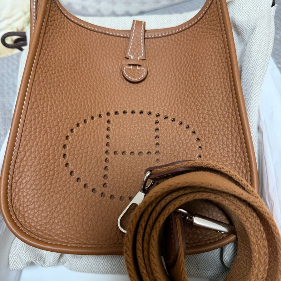 Hermes mini evelyne 金銀扣-10