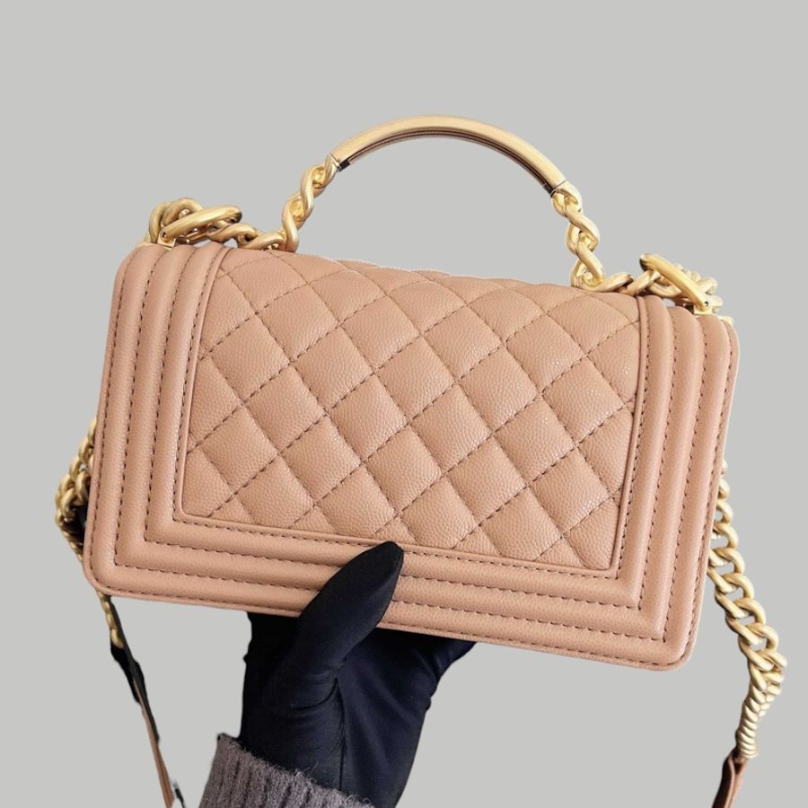 Chanel Caviar Leboy 荔枝皮奶茶金扣-1
