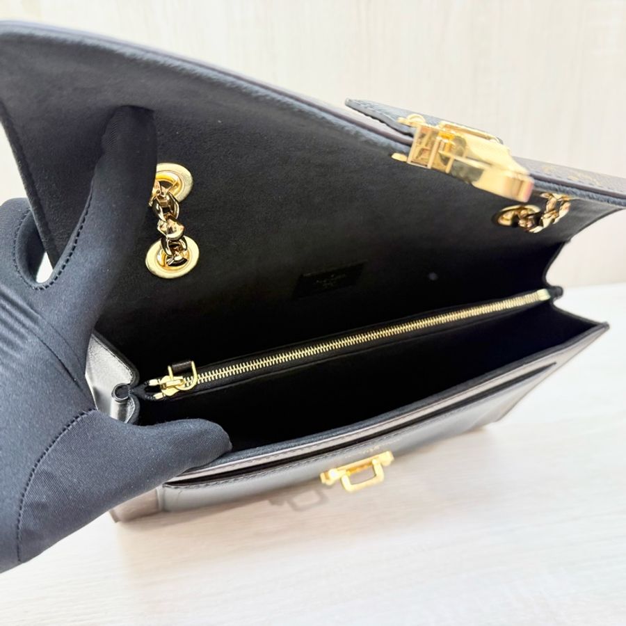 LV老花拼黑色皮革VICTOIRE肩側背包M41730-5