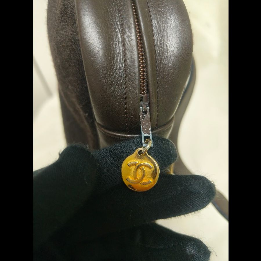 ㊣✨CHANEL✨香奈兒 小香 老香 可可色 咖啡色 拼接 異材質 Vintage 相機包 腋下包/二手包/二手精品🌳二手樹屋🌳-17