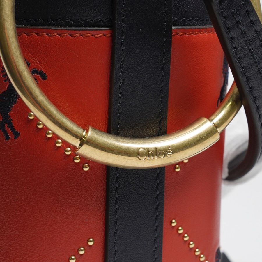 CHLOE ROY BUCKET 刺繡小馬束口手提兩用水桶包.-4