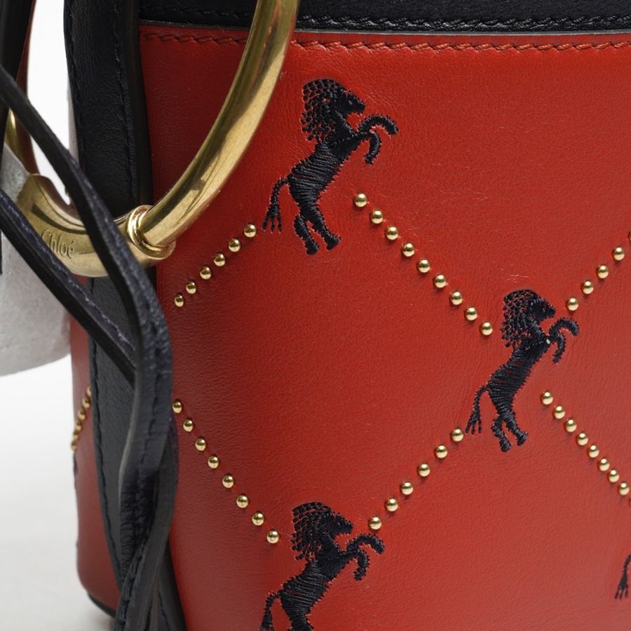 CHLOE ROY BUCKET 刺繡小馬束口手提兩用水桶包.-5