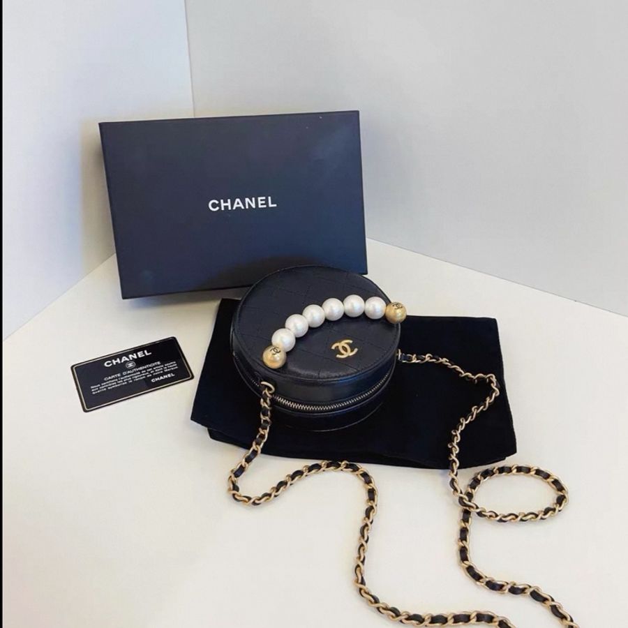 Chanel • 稀有黑金珍珠小圓餅鏈條包 大全配-5