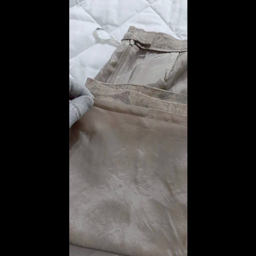 超稀有絕版BURBERRYS 博柏利 女麻料混羊毛印花半身裙19BR-6
