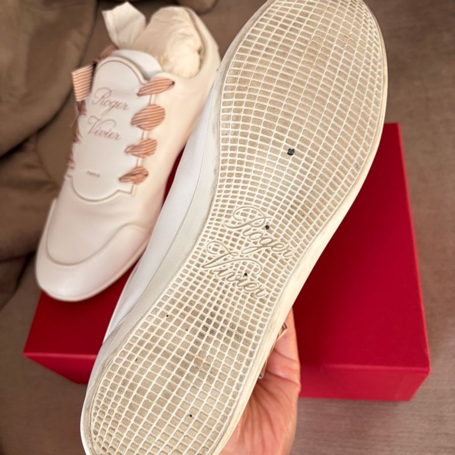 Roger Vivier VIV ÉTIQUETTE 法式優雅小白鞋 緞帶繫帶休閒鞋 白色 39號-16