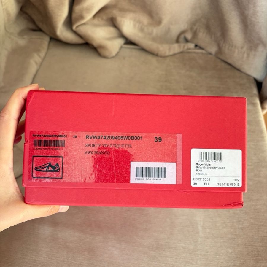 Roger Vivier VIV ÉTIQUETTE 法式優雅小白鞋 緞帶繫帶休閒鞋 白色 39號-19