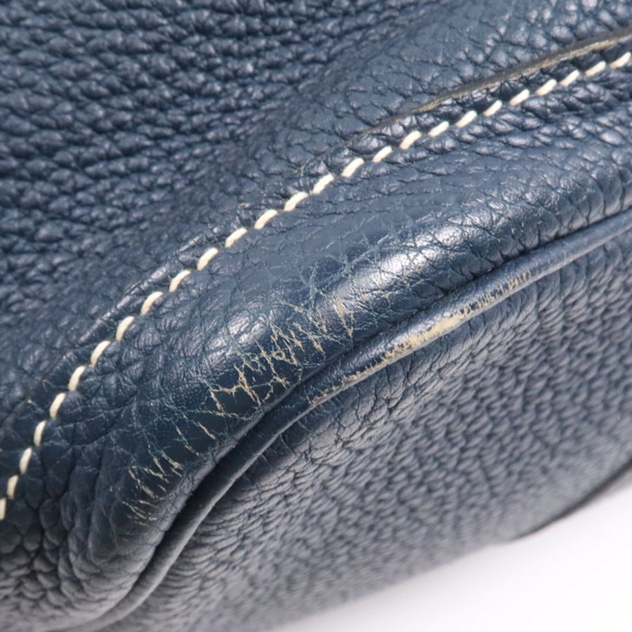 HERMES Negonda皮革Garden Party PM銀扣手挽袋Bleu de Prusse-11
