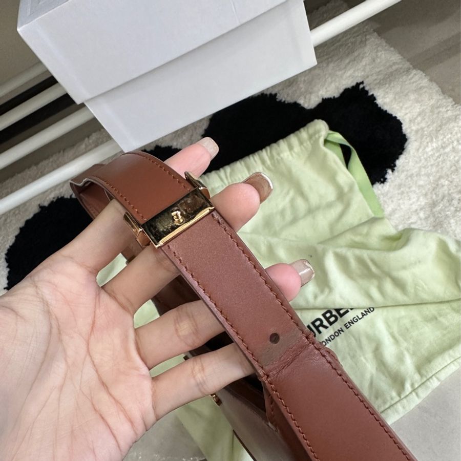 Burberry TB Logo 棕色腋下包-9