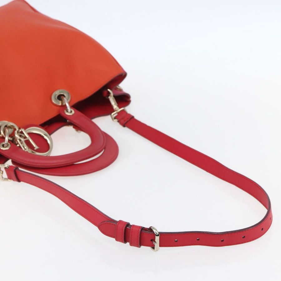 【日本直送】Christian Dior Diorissimo 手提包 皮革 2way Orange Gold Auth bs30974-8