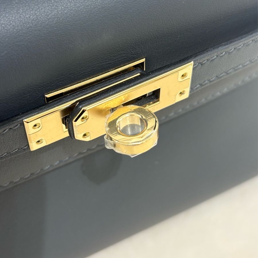 HERMES Mini Kelly Pochette 霧霾灰 全新現場-9