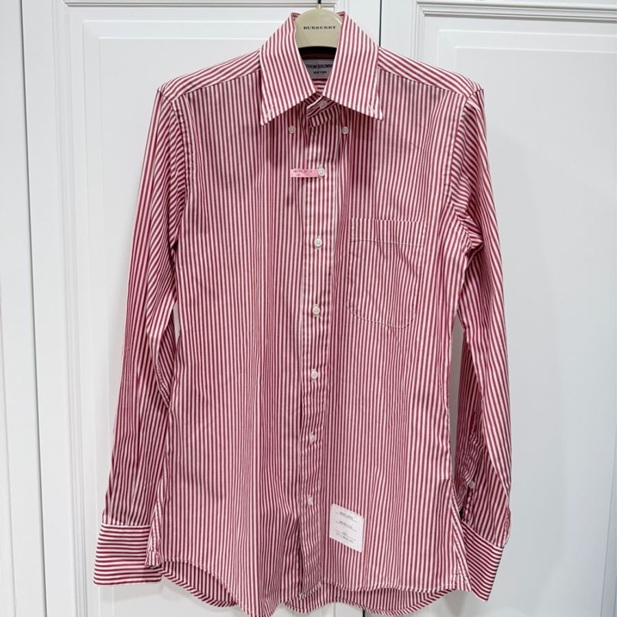 THOM BROWNE 紅白 直條紋 長袖 襯衫 上衣-0
