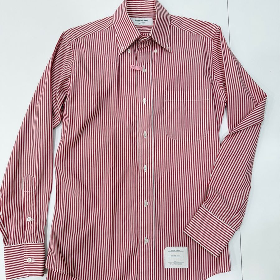 THOM BROWNE 紅白 直條紋 長袖 襯衫 上衣-8