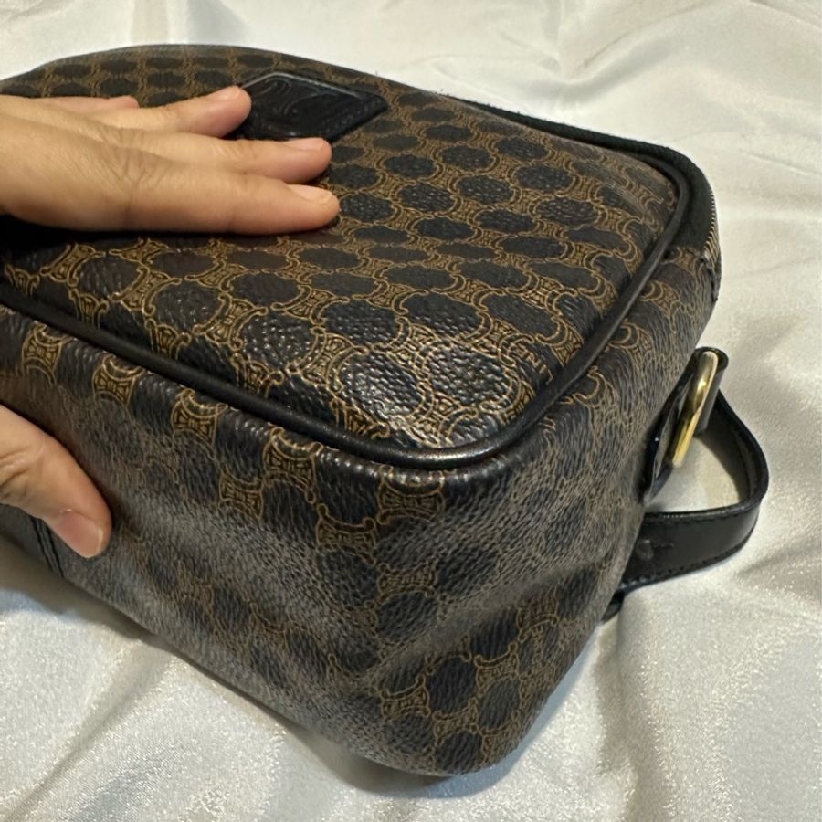 Celine vintage黑花相機包-7