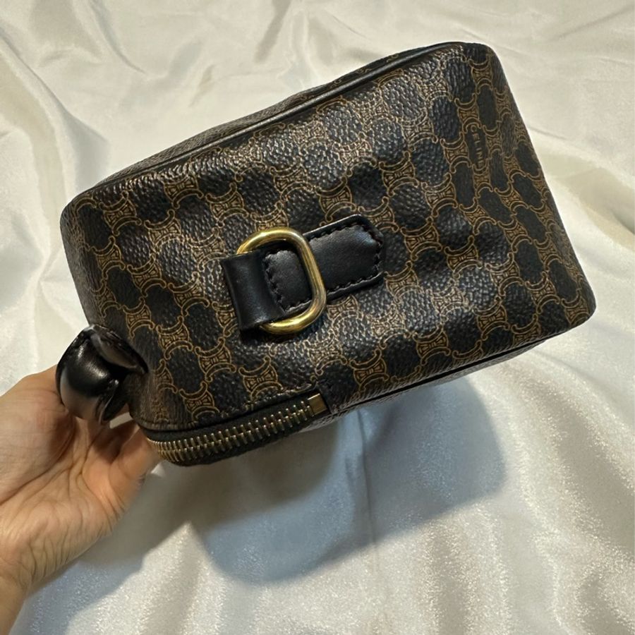 Celine vintage黑花相機包-16