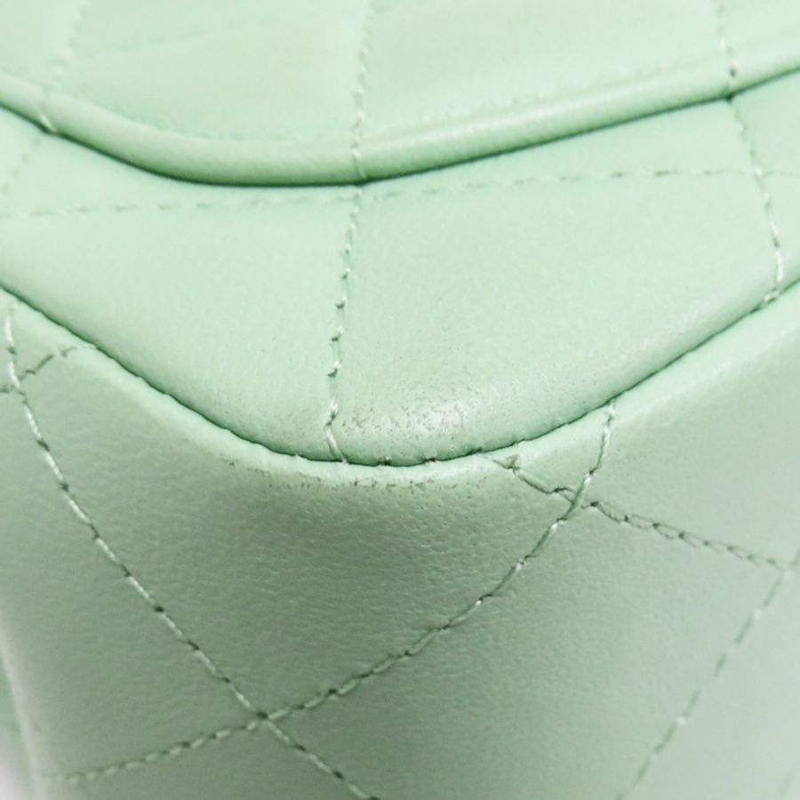 綠色菱格紋羊皮鍊肩背金扣【CHANEL 香奈兒】 A35200-11