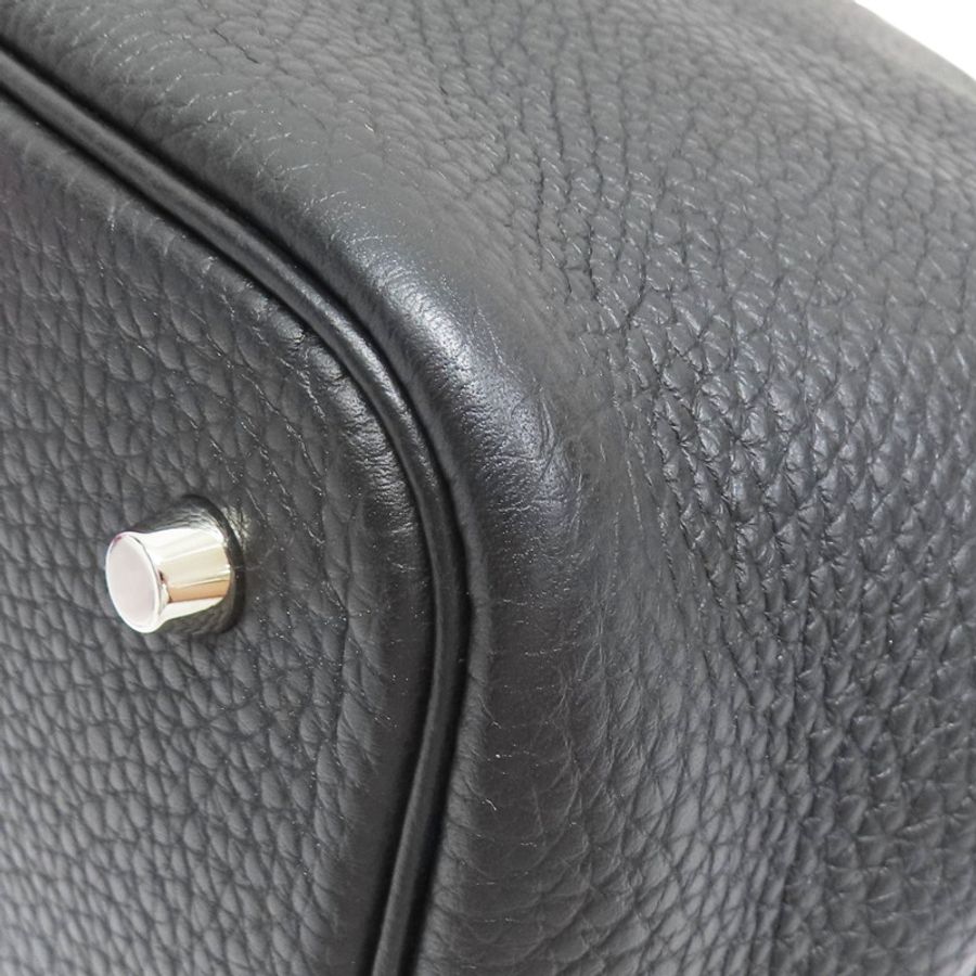 黑色 Taurillon牛皮 Picotin Lock 22 手提包 U刻 銀扣【HERMES 愛馬仕】-11
