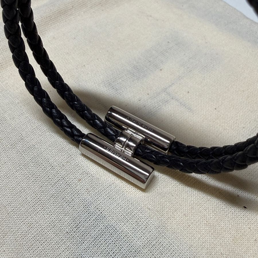 HERMES Tournis Tresse Bracelet編織字母手環-8