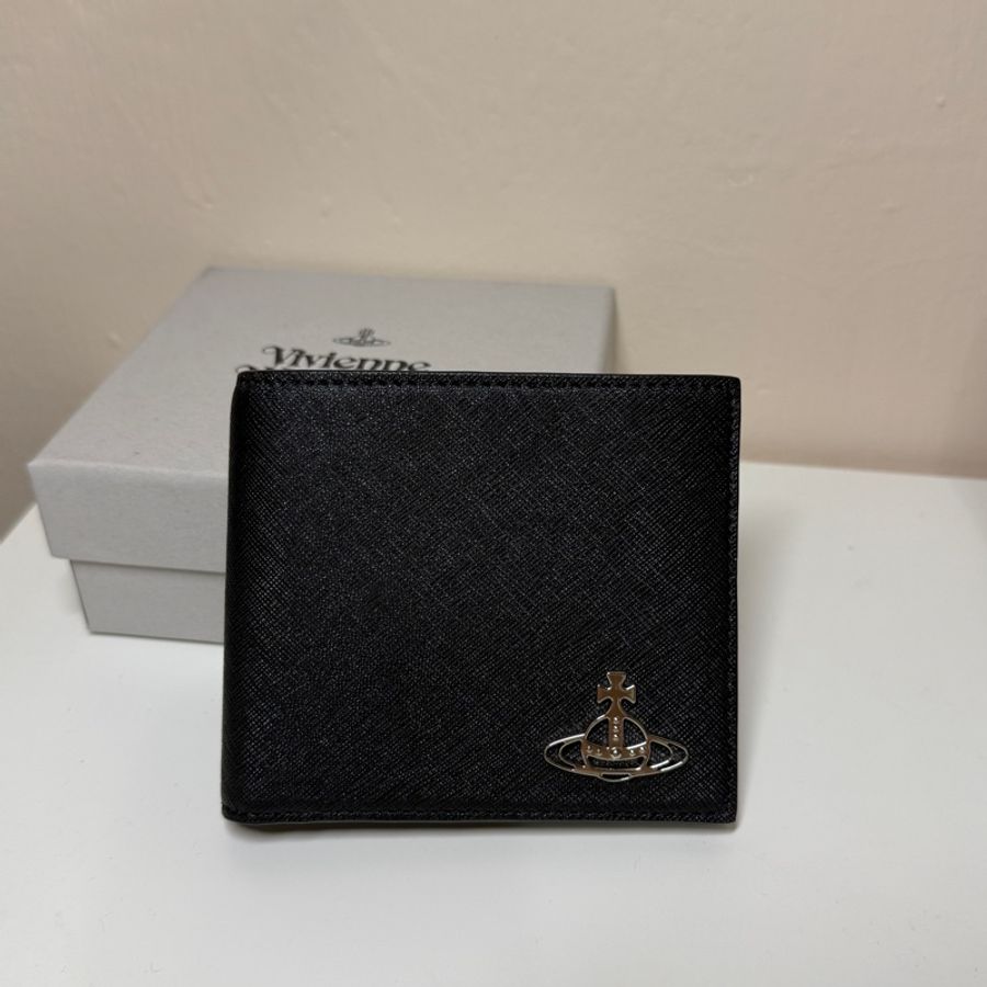 vivienne westwood 黑色防刮材質短夾-0
