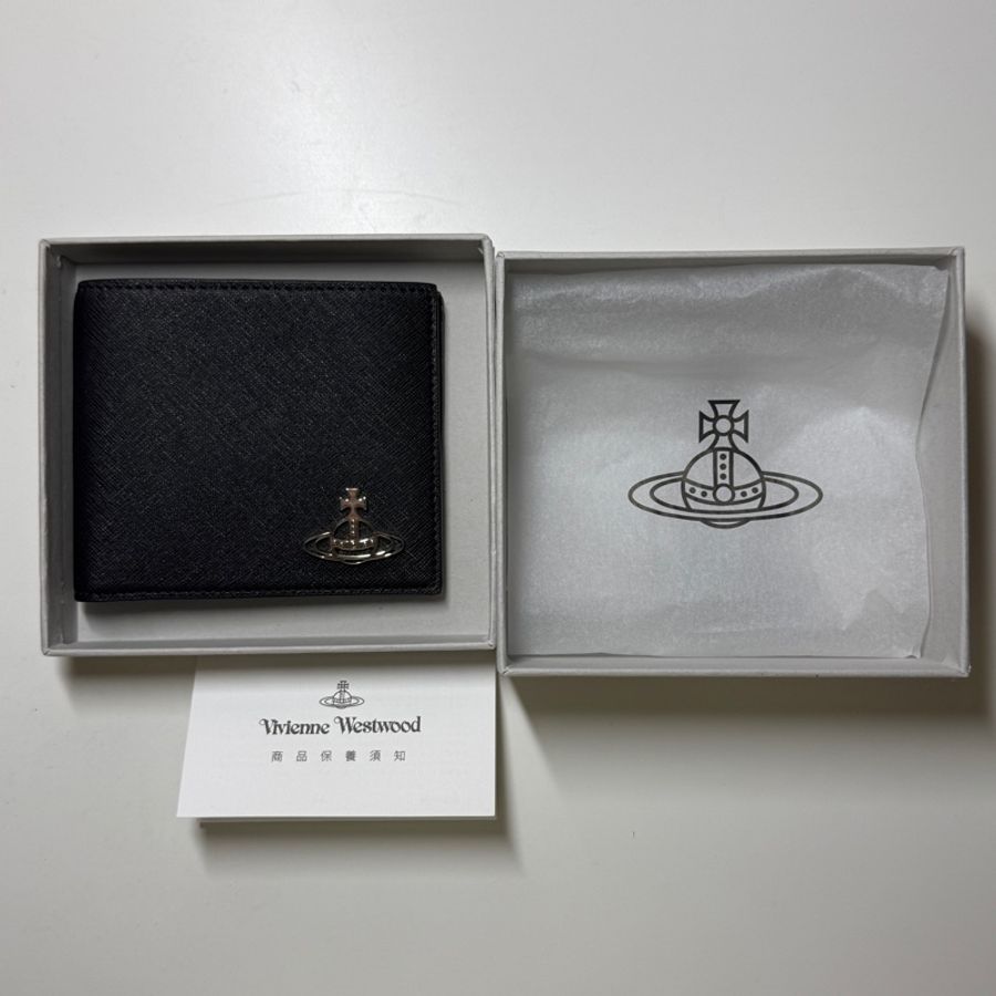 vivienne westwood 黑色防刮材質短夾-5