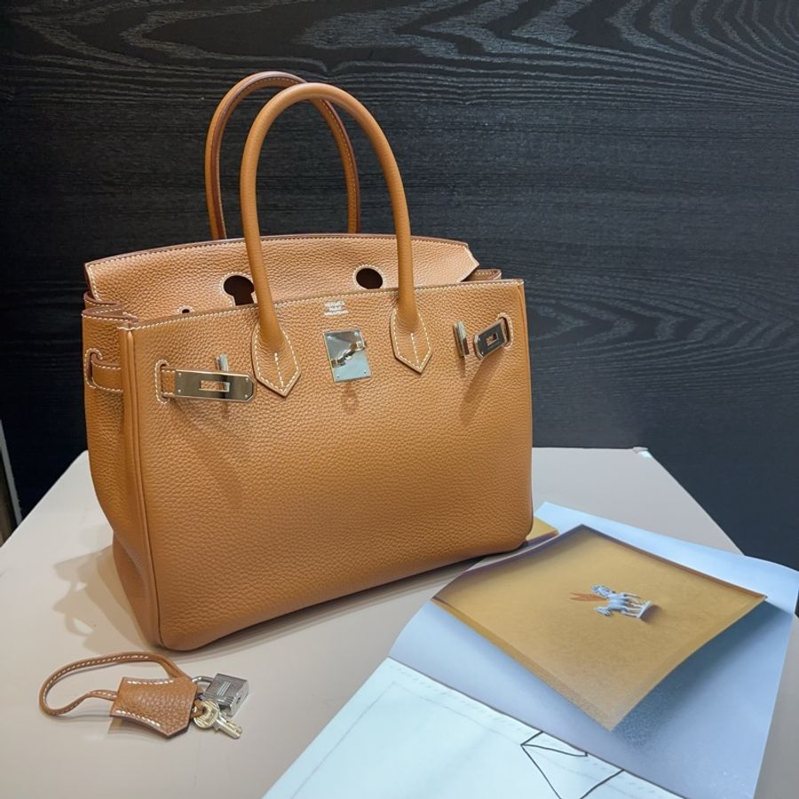 (已售出)Hermes 37棕Togo皮銀釦birkin 30-0