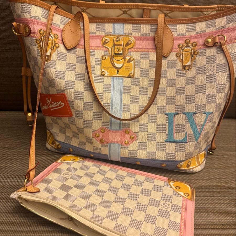 LV 限量neverfull 白棋盤格-1