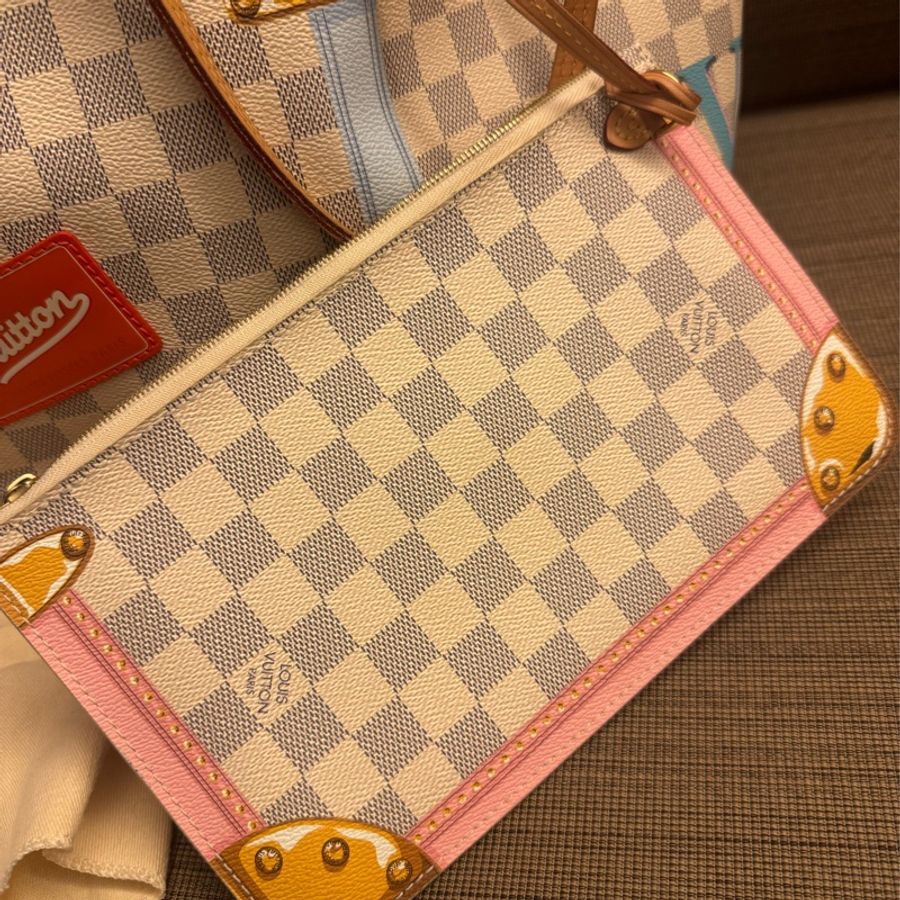 LV 限量neverfull 白棋盤格-7