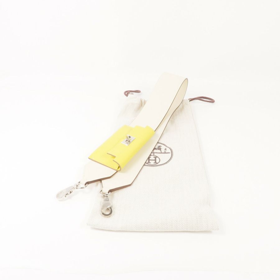 HERMES Swift/Epsom皮革Kelly Pocket Strap銀扣肩帶-13
